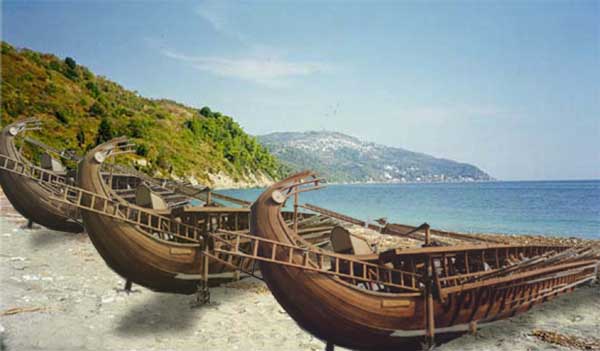 Beached ships during Xerxes invasion