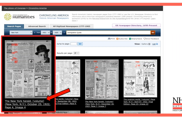Chronicling America database demonstration
