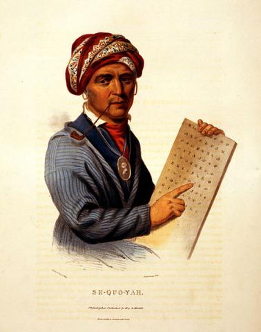 Sequoyah, inventor of the Cherokee syllabary, 1836.