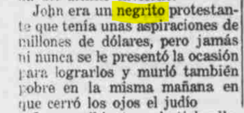 Newspaper clipping featuring the word "negrito"