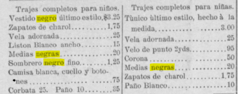 Newspaper clipping featuring the words "negro" and "negras" 