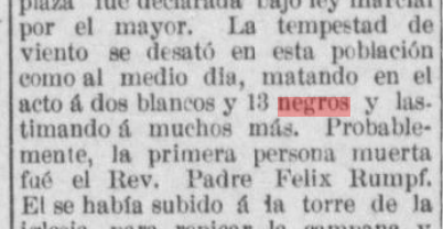 Newspaper clipping featuring the word "negros" 