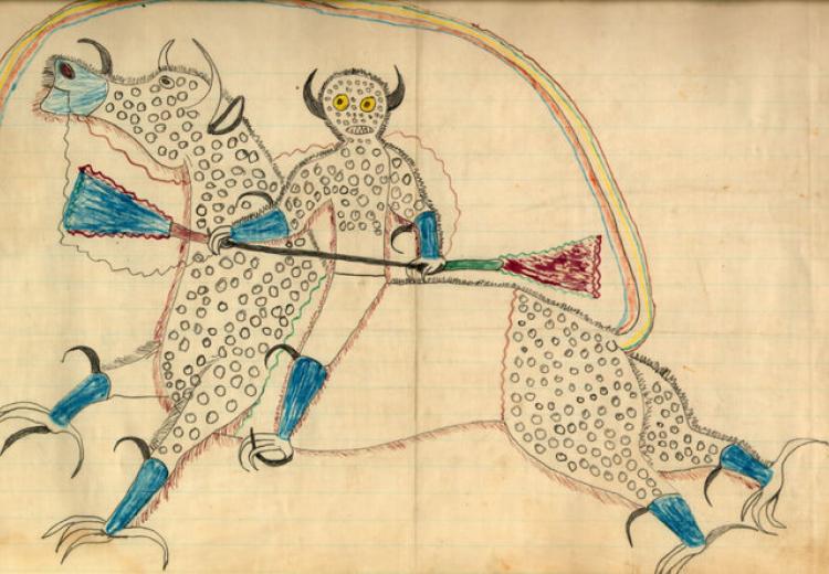 "Dream or vision of himself changed to a destroyer and riding a buffalo eagle," Black Hawk, 1880/1881