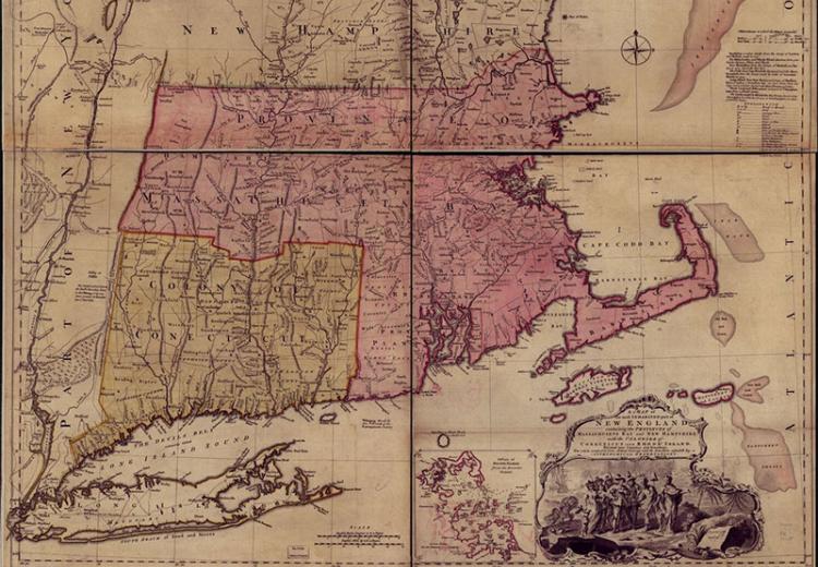 A map of the most inhabited part of New England; containing the provinces of Massachusetts Bay and New Hampshire.