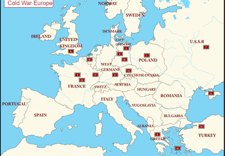 Interactive map of Europe during the Cold War.