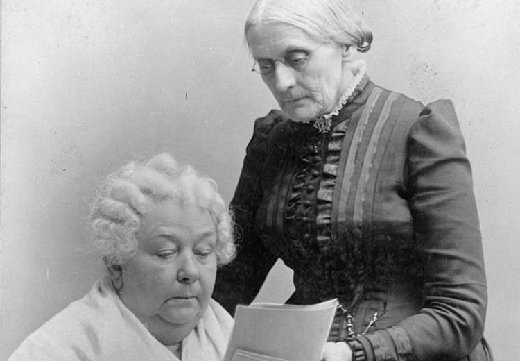 Portrait of Elizabeth Cady Stanton (seated) and Susan B. Anthony.